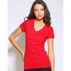 Plain V-Neck T-shirt Jersey short Sleeve Bella 120 GSM